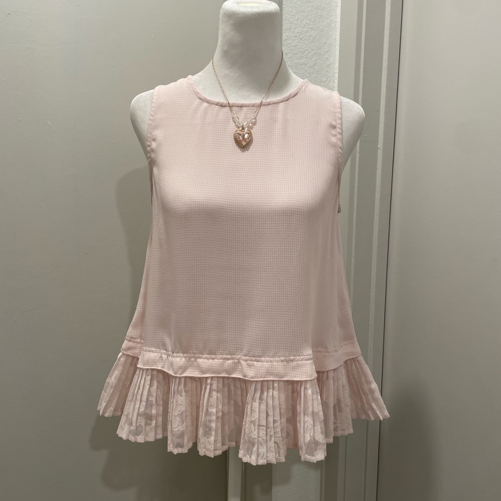 Merona Light Pink Blush Peplum Flounce Hem Tank Top Sleeveless Blouse - S